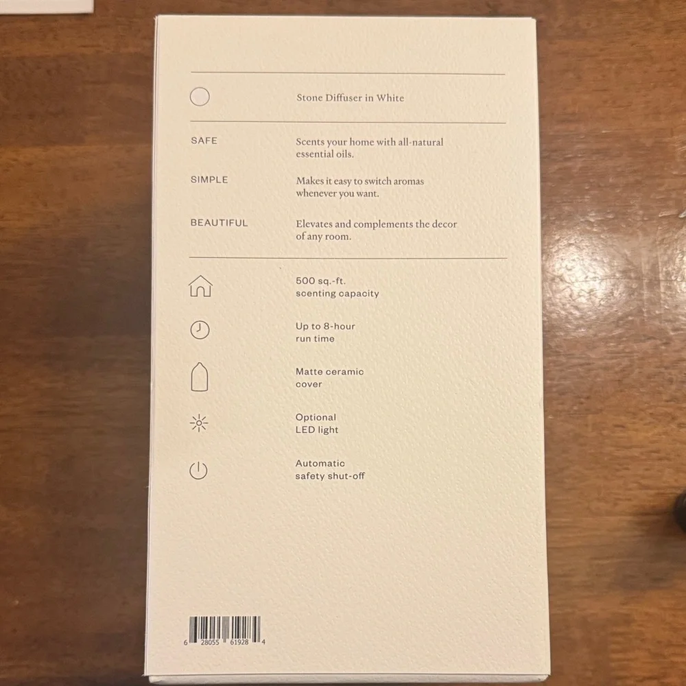 Vitruvi Stone Essential Oil Diffuser - White New in Box with Two Oils